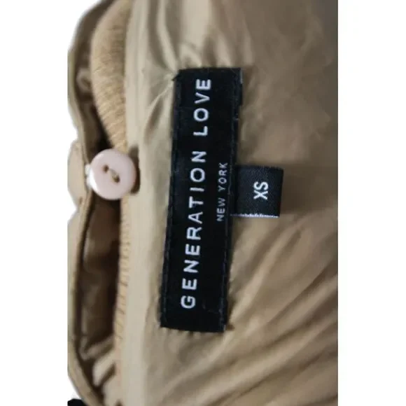 Generation Love Women Beige Puffer Bomber Nylon Button Jacket Size XS - Picture 5 of 7
